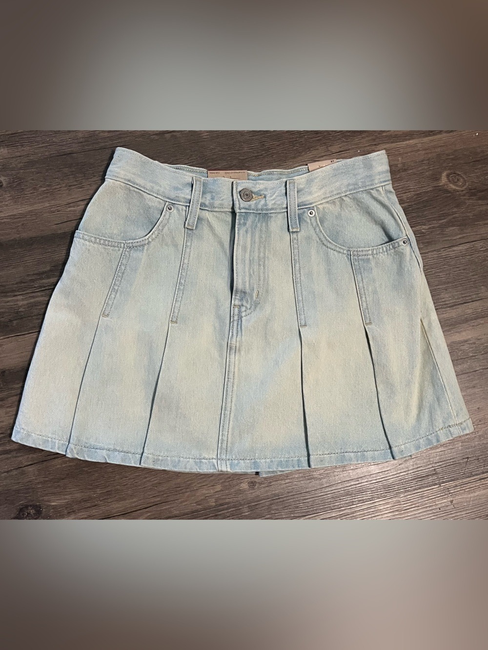 Levi's Light Blue Denim Pleated Mini Skirt